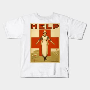 Vintage WWI Era Australian Red Cross Nurse Poster: HELP Kids T-Shirt